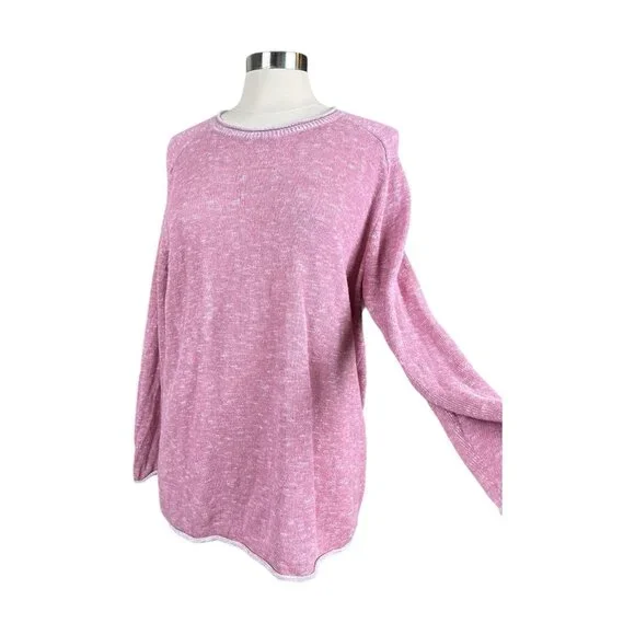 Eileen Fisher Sweater Women Medium M Organic Cotton & Linen Pink boho Lagenlook - Picture 11 of 14